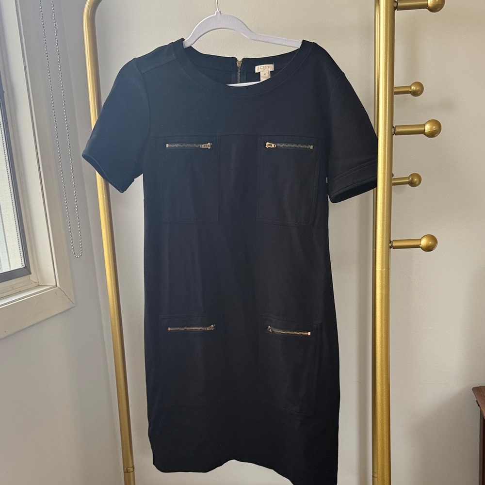 J. Crew Black Mini Dress with Gold Zippers
